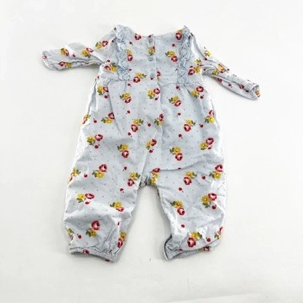 Baby GAP Floral Print Ruffle Trim Romper Size 3-6 Months‎ Light Blue